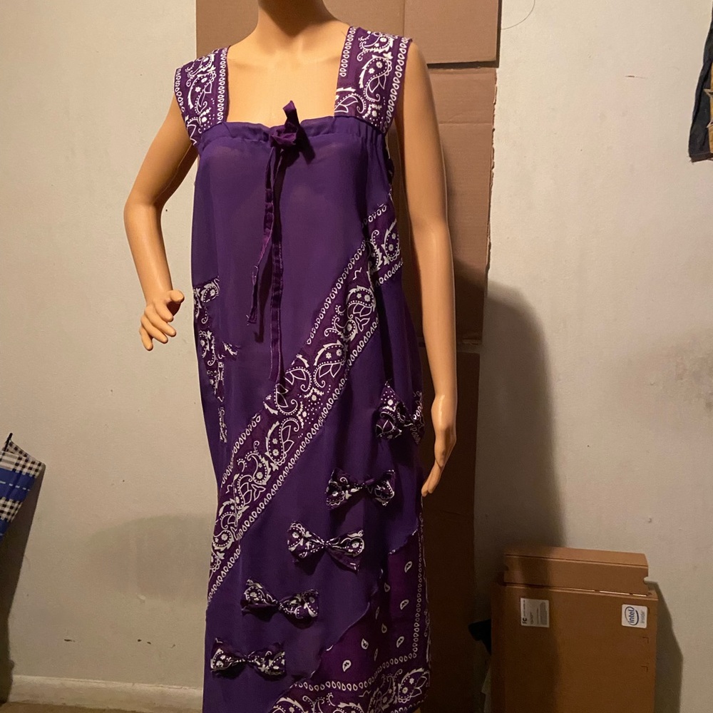 GENUINE THREADZ PURPLE BANDANNA  PAISLEY PURPLE ADJUSTABLE DRESS SIZE FOR WIDTH